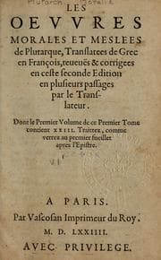 Tapa de Les Oeuvres morales et meslees