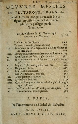 Tapa de Les Oeuvres morales et meslees