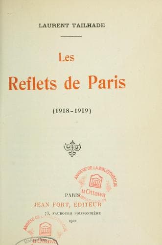 Tapa de Les reflets de Paris (1918-1919)