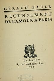 Tapa de Recensement de l'amour ǎ Paris