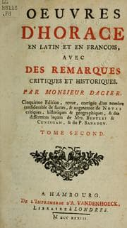 Tapa de Oeuvres d'Horace en latin et en françois