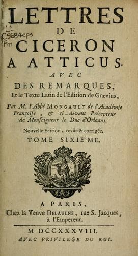 Tapa de Lettres à Atticus