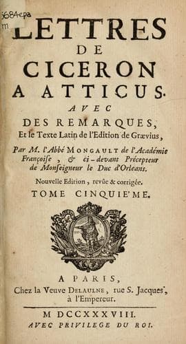 Tapa de Lettres à Atticus