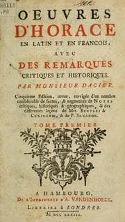 Tapa de Oeuvres d'Horace en latin et en françois