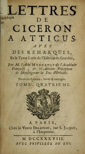 Tapa de Lettres à Atticus