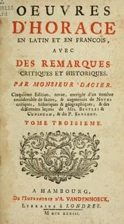 Tapa de Oeuvres d'Horace en latin et en françois