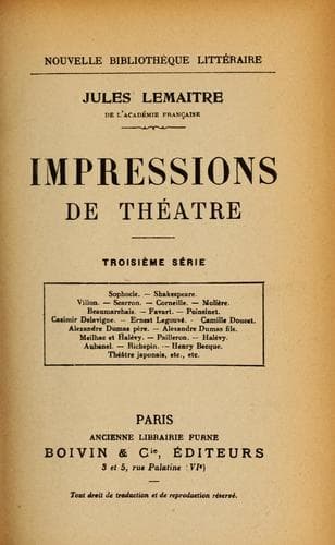 Tapa de Impressions de théâtre