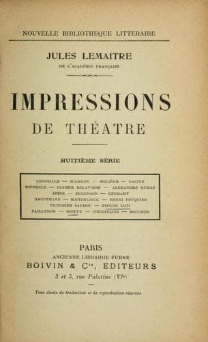 Tapa de Impressions de théâtre