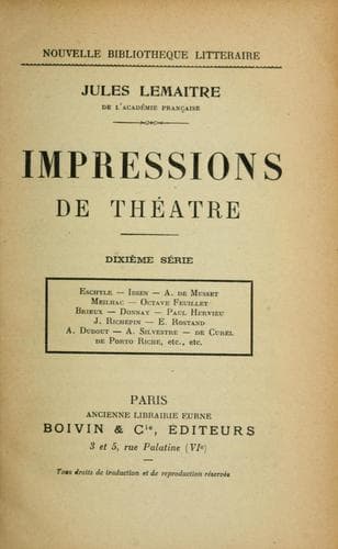 Tapa de Impressions de théâtre