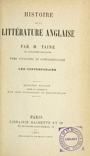 Tapa de Histoire de la littérature anglaise