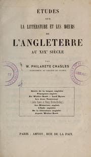 Tapa de Études sur la littérature et les moeurs de l'Angleterre au 19e siècle