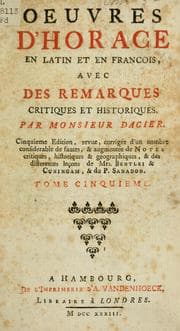 Tapa de Oeuvres d'Horace en latin et en françois