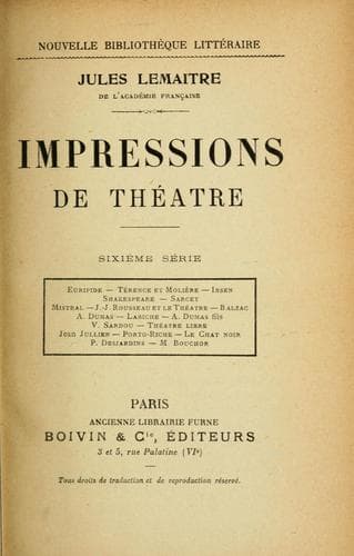 Tapa de Impressions de théâtre
