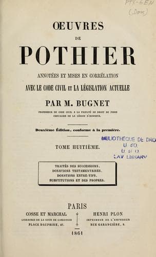 Tapa de Oeuvres de Pothier
