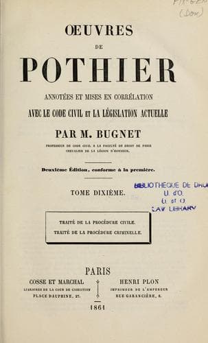 Tapa de Oeuvres de Pothier