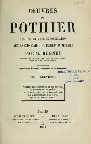 Tapa de Oeuvres de Pothier