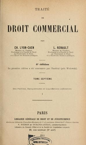 Tapa de Traité de droit commercial