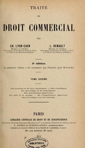 Tapa de Traité de droit commercial