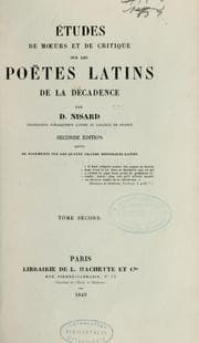 Tapa de Études de mœurs et de critique sur les poètes latins de la décadence