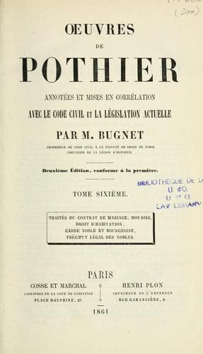 Tapa de Oeuvres de Pothier