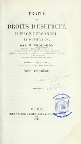 Tapa de Traité des droits d'usufruit