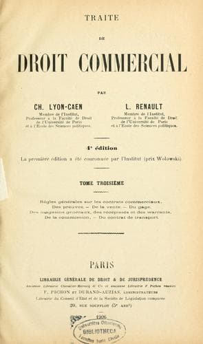 Tapa de Traité de droit commercial