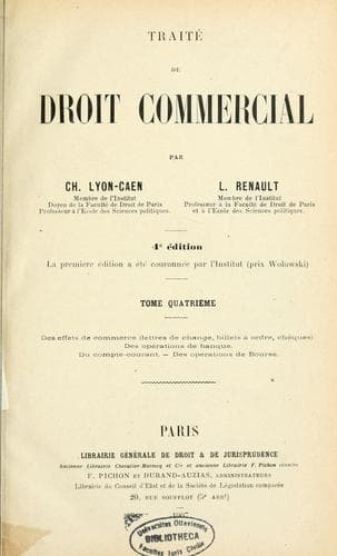 Tapa de Traité de droit commercial