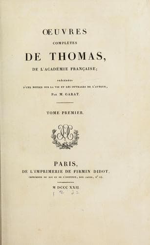 Tapa de Oeuvres complètes de Thomas