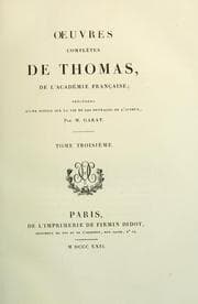 Tapa de Oeuvres complètes de Thomas