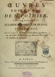 Tapa de Oeuvres posthumes de Pothier