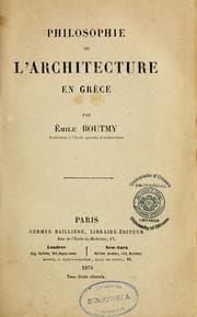 Tapa de Philosophie de l'architecture en grèce