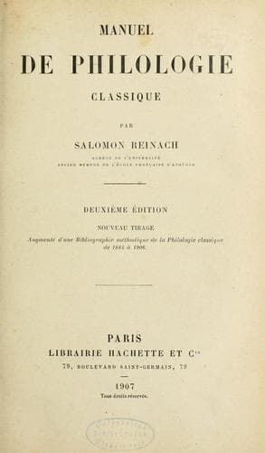 Tapa de Manuel de philologie classique