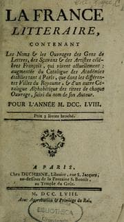 Tapa de La France littéraire pour l'année M.D.CC. LVIII