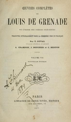 Tapa de Œuvres complètes de Louis de Grenade
