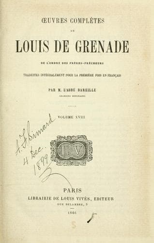 Tapa de Œuvres complètes de Louis de Grenade