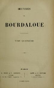 Tapa de Œuvres de Bourdaloue