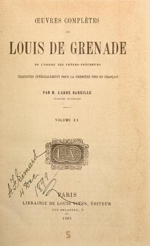 Tapa de Œuvres complètes de Louis de Grenade
