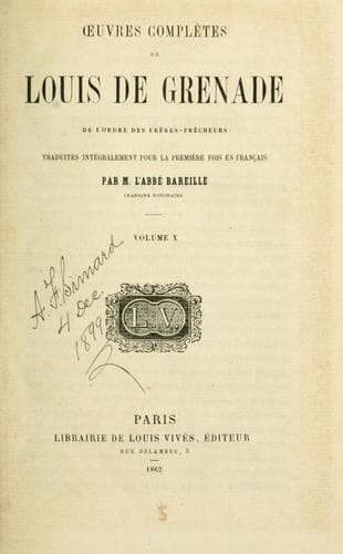 Tapa de Œuvres complètes de Louis de Grenade