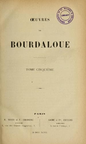 Tapa de Œuvres de Bourdaloue