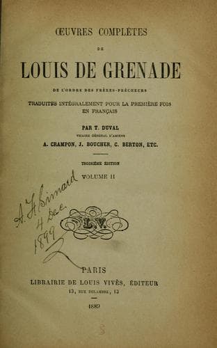 Tapa de Œuvres complètes de Louis de Grenade