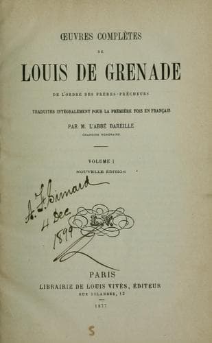 Tapa de Œuvres complètes de Louis de Grenade