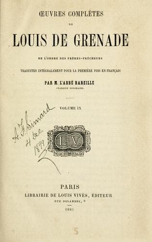 Tapa de Œuvres complètes de Louis de Grenade
