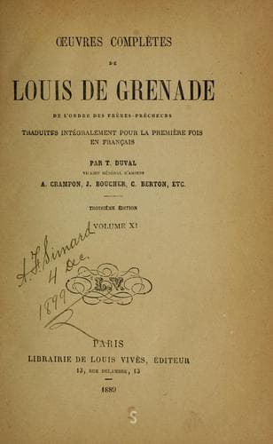 Tapa de Œuvres complètes de Louis de Grenade