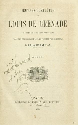 Tapa de Œuvres complètes de Louis de Grenade