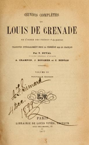 Tapa de Œuvres complètes de Louis de Grenade