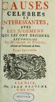 Tapa de Causes célèbres et intéressantes, avec les jugements qui les ont décidées