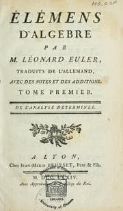 Tapa de Elemens d'algèbre \