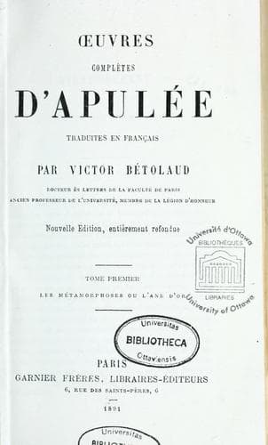 Tapa de Oeuvres complètes d'Apulée