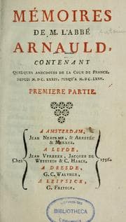 Tapa de Mémoires de m. l'abbé Arnauld