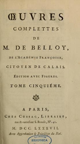 Tapa de Oeuvres complettes de M. de Belloy